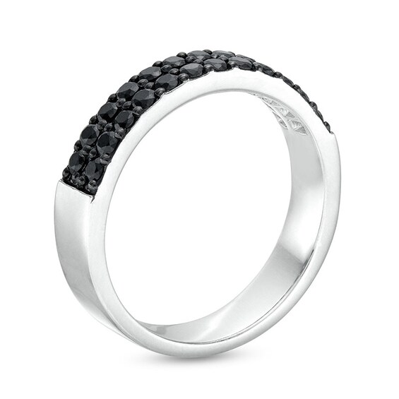 Previously Owned - Vera Wang Men 1 CT. T.w. Black Diamond Double Row Band in Sterling Silver