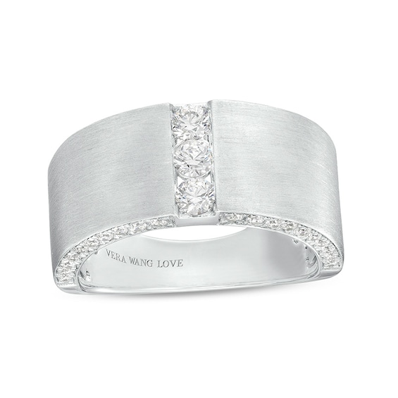 Previously Owned - Vera Wang Men's 3/4 CT. T.w. Lab-Grown Diamond Wedding Band in 14K White Gold
