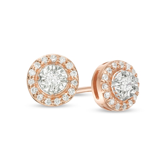 Previously Owned - 1/4 CT. T.w. Diamond Frame Stud Earrings in 10K Rose Gold