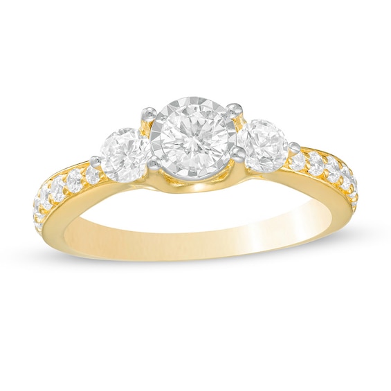 Previously Owned - 1 CT. T.w. Diamond Past Present Future® Engagement Ring in 14K Gold