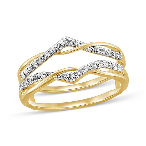 Previously Owned - 1/4 CT. T.w. Diamond Crossover Chevron Solitaire Enhancer in 14K Gold