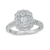 Thumbnail Image 1 of Previously Owned - 1-1/2 CT. T.W. Emerald-Cut Diamond Double Scallop Frame Engagement Ring in 14K White Gold (I/SI2)