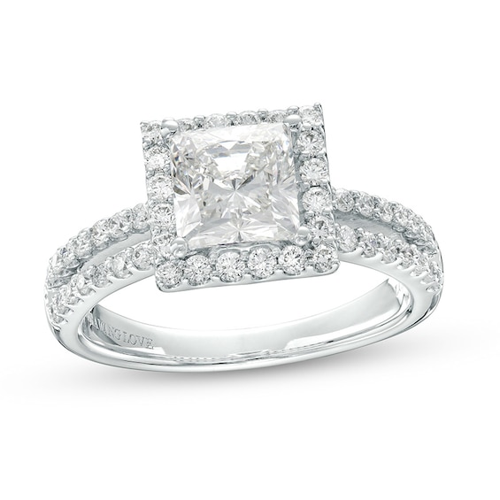 Previously Owned - True Lab-Grown Diamonds by Vera Wang Love 2 CT. T.w. Square Frame Engagement Ring in 14K White Gold
