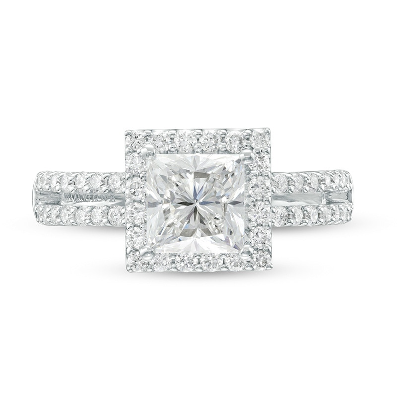Main Image 4 of Previously Owned - TRUE Lab-Grown Diamonds by Vera Wang Love 2 CT. T.W. Square Frame Engagement Ring in 14K White Gold