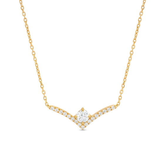 Previously Owned - You're the One™ 1/3 CT. T.w. Lab-Grown Diamond Chevron Necklace in 14K Gold (F/Si2) – 18.5"