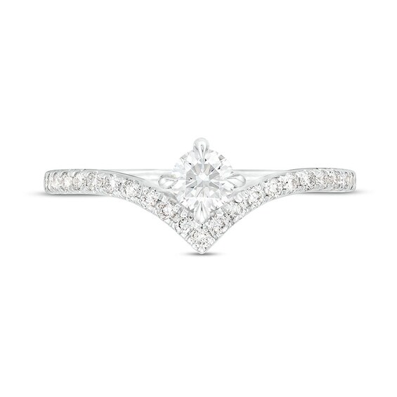 Previously Owned - You're the One™ 3/8 CT. T.w. Lab-Grown Diamond Chevron Engagement Ring in 14K White Gold (F/Si2)