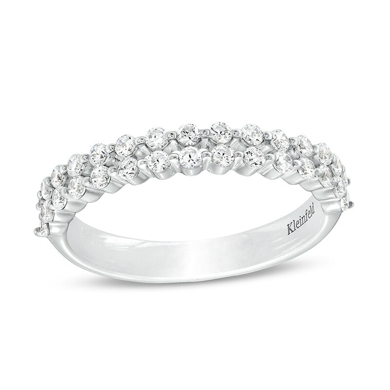 Main Image 1 of Previously Owned - Kleinfeld® x Peoples 1/2 CT. T.W. Lab-Grown Diamond Double Row Anniversary Band in Platinum (F/VS2)