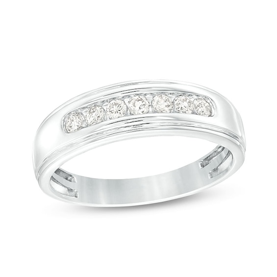 Previously Owned - 1/3 CT. T.w. Diamond Seven Stone Wedding Band in 10K White Gold
