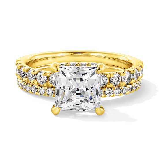 Previously Owned - 3 CT. T.w. Princess-Cut Lab-Grown Diamond Bridal Set in 14K Gold (I/Si2)