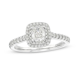 Previously Owned - Celebration Infinite™ 1 CT. T.W. Cushion-Cut Diamond Frame Engagement Ring in 14K White Gold