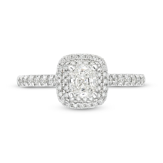 Previously Owned - Celebration Infinite™ 1 CT. T.w. Cushion-Cut Diamond Frame Engagement Ring in 14K White Gold