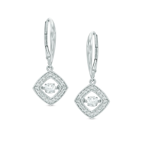 Previously Owned - 1/2 CT. T.w. Diamond Square Frame Drop Earrings in 10K White Gold