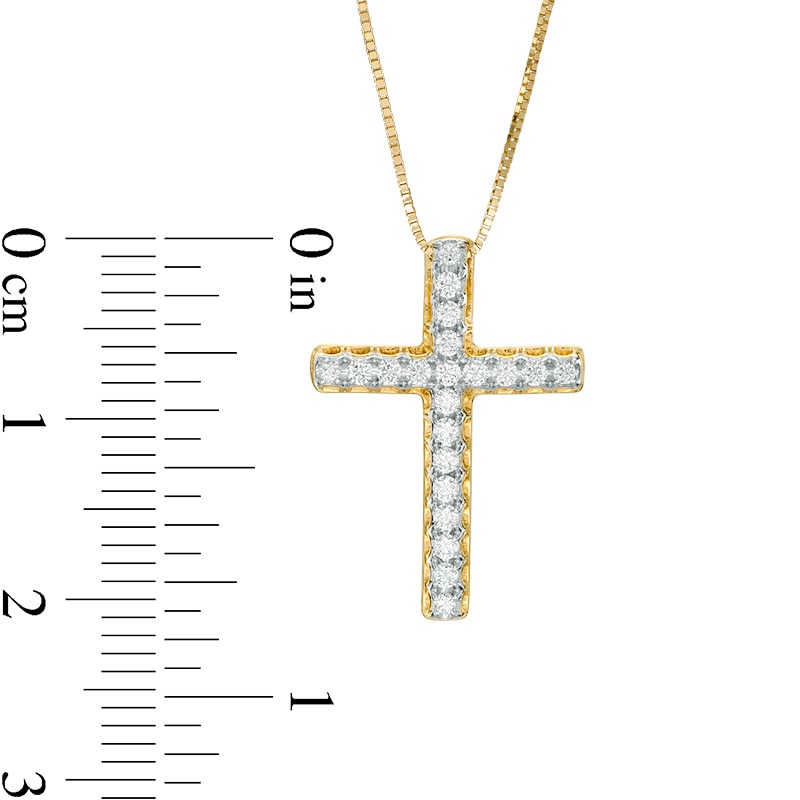 Main Image 2 of Previously Owned - 1/4 CT. T.W. Diamond Cross Pendant in 10K Gold