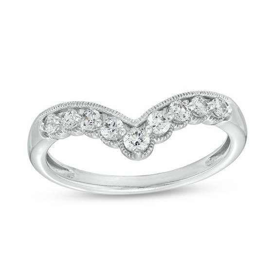 Previously Owned - 1/3 CT. T.w. Diamond Contour Nine Stone Vintage-Style Anniversary Band in 14K White Gold