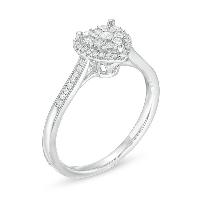 Main Image 2 of Previously Owned - 1/4 CT. T.W. Composite Diamond Heart-Shaped Frame Ring in 10K White Gold