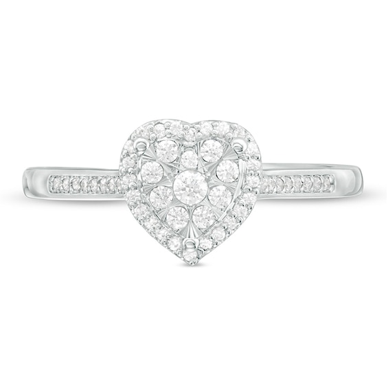 Previously Owned - 1/4 CT. T.w. Composite Diamond Heart-Shaped Frame Ring in 10K White Gold