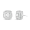 Thumbnail Image 1 of Previously Owned - 1/2 CT. T.W. Princess-Cut Diamond Double Frame Stud Earrings in 10K White Gold