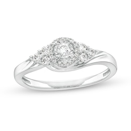 Previously Owned - 1/4 CT. T.W. Diamond Frame Tri-Sides Promise Ring in 10K White Gold