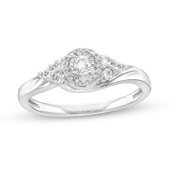 Previously Owned - 1/4 CT. T.w. Diamond Frame Tri-Sides Promise Ring in 10K White Gold