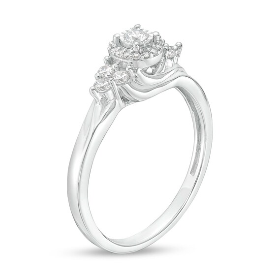 Previously Owned - 1/4 CT. T.w. Diamond Frame Tri-Sides Promise Ring in 10K White Gold