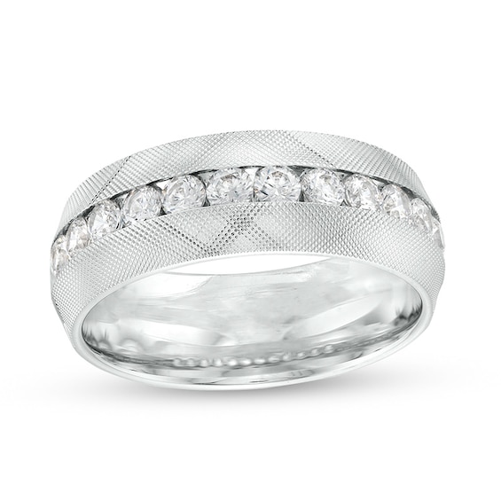 Previously Owned - 1 CT. T.w. Diamond Textured Wedding Band in 10K White Gold