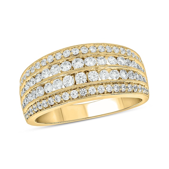 Previously Owned - 1 CT. T.w. Diamond Multi-Row Vintage-Style Band in 10K Gold