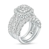Thumbnail Image 3 of Previously Owned - 5 CT. T.W. Diamond Cushion-Shaped Frame Multi-Row Three Piece Bridal Set in 14K White Gold