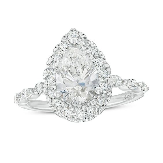 Previously Owned - Kleinfeld® x Peoples 2-1/2 CT. T.w. Pear-Shaped Lab-Grown Diamond Frame Engagement Ring in Platinum