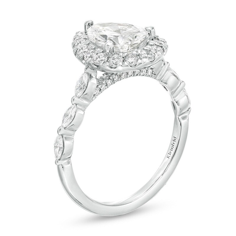 Main Image 3 of Previously Owned - Kleinfeld® x Peoples 2-1/2 CT. T.W. Pear-Shaped Lab-Grown Diamond Frame Engagement Ring in Platinum