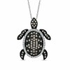 Thumbnail Image 1 of Previously Owned - 1/2 CT. T.W. Champagne and White Diamond Turtle Pendant in 10K White Gold