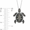 Thumbnail Image 2 of Previously Owned - 1/2 CT. T.W. Champagne and White Diamond Turtle Pendant in 10K White Gold