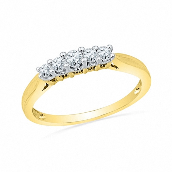 Previously Owned - 1/2 CT. T.w. Diamond Five Stone Wedding Band in 10K Gold