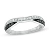 Thumbnail Image 1 of Previously Owned - 1/3 CT. T.W.  Black and White Diamond Contour Anniversary Band in 14K White Gold