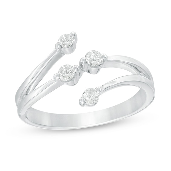 Previously Owned - 1/4 CT. T.w. Diamond Four Stone Bypass Ring in 10K White Gold