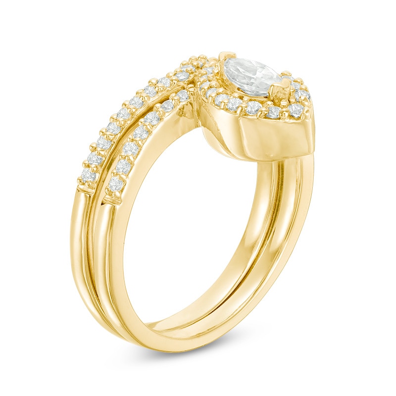 Main Image 2 of Previously Owned - 1/2 CT. T.W. Marquise Diamond Frame Bridal Set in 10K Gold