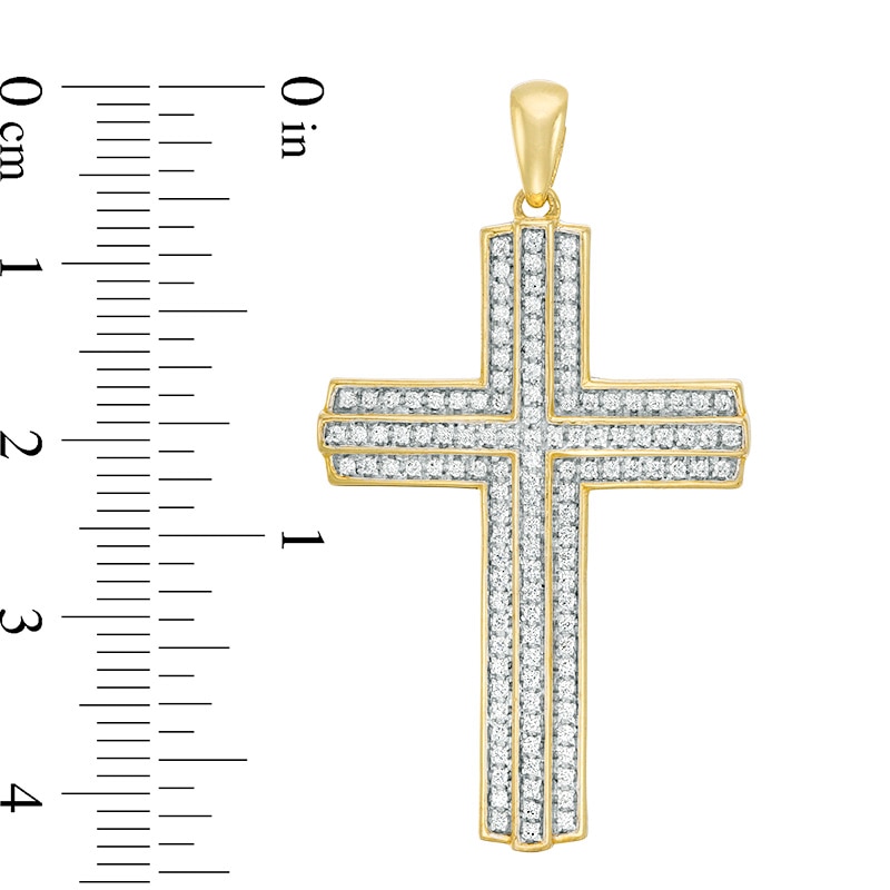 Main Image 2 of Previously Owned - 1/2 CT. T.W. Diamond Cross Necklace Charm in 10K Gold
