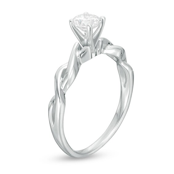 Previously Owned - 1/2 CT. Diamond Solitaire Twist Engagement Ring in 14K White Gold