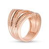Thumbnail Image 3 of Previously Owned - 1/2 CT. T.W.  Black and White Diamond Multi-Row Chevron Ring in 10K Rose Gold