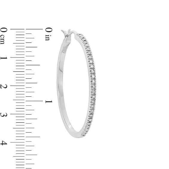 Previously Owned - 1/4 CT. T.w. Diamond Hoop Earrings in Sterling Silver
