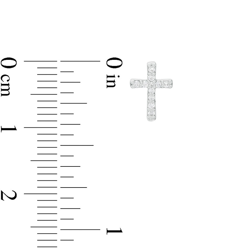 Main Image 2 of Previously Owned - 1/10 CT. T.W. Diamond Cross Stud Earrings in 10K White Gold