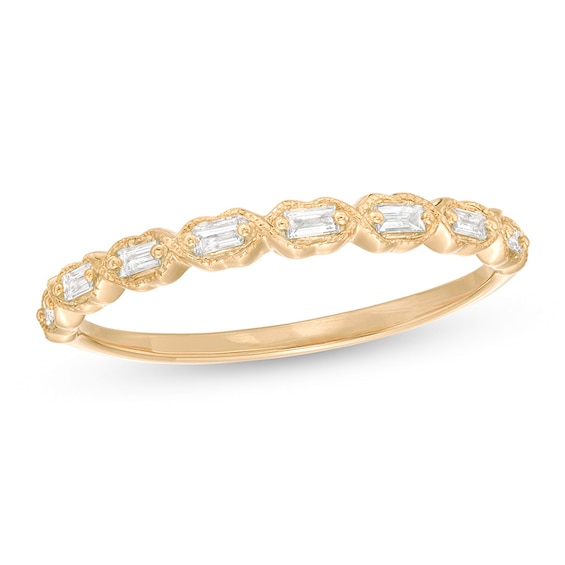 Previously Owned - 1/8 CT. T.w. Baguette Diamond Art Deco Vintage-Style Stackable Band in 10K Gold