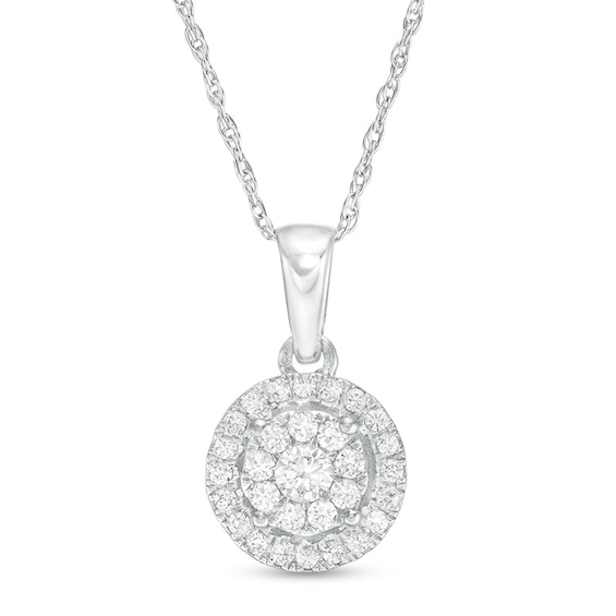 Previously Owned - 1/4 CT. T.w. Diamond Double Frame Pendant in 10K White Gold