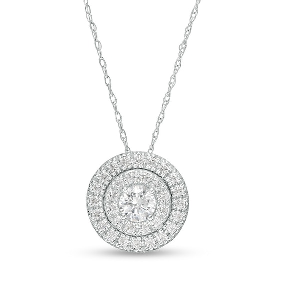 Previously Owned - 1/2 CT. T.w. Diamond Double Frame Pendant in 10K White Gold