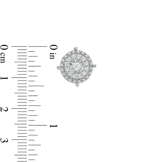 Previously Owned - 5/8 CT. T.w. Diamond Double Frame Stud Earrings in Sterling Silver