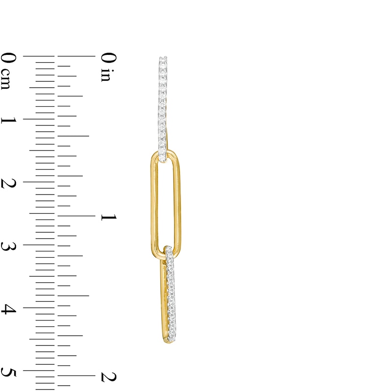 Main Image 3 of Previously Owned - 1/4 CT. T.W. Diamond Paper Clip Dangle Earrings in 10K Gold