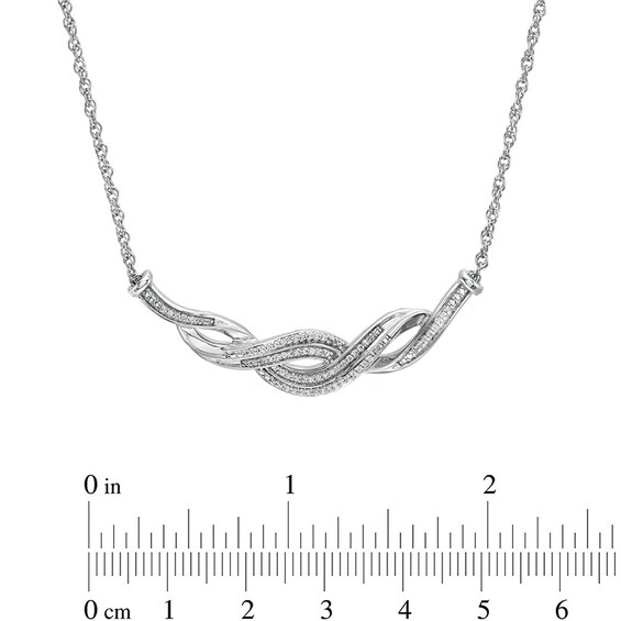 Previously Owned - 1/5 CT. T.w. Diamond Double Row Twist Necklace in Sterling Silver