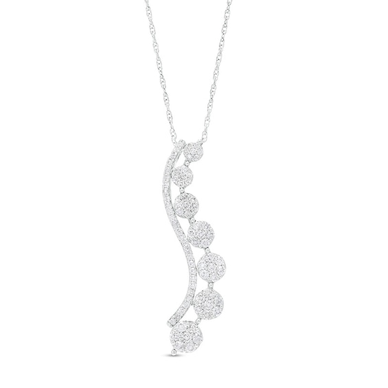 Previously Owned - 1 CT. T.w. Diamond Graduated Curve Pendant in 10K White Gold