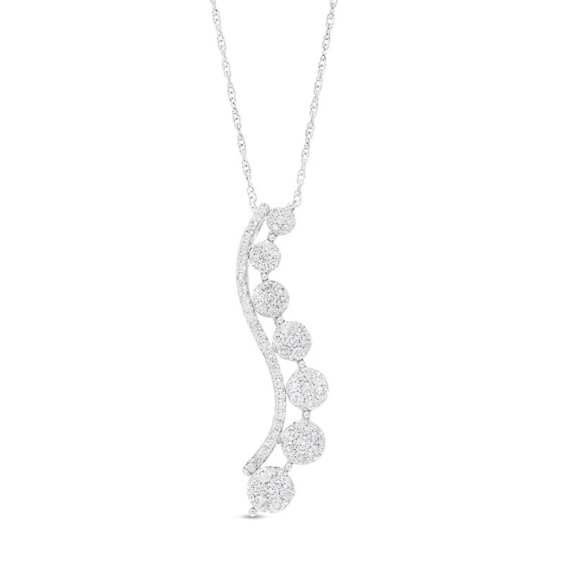 Main Image 1 of Previously Owned - 1 CT. T.W. Diamond Graduated Curve Pendant in 10K White Gold