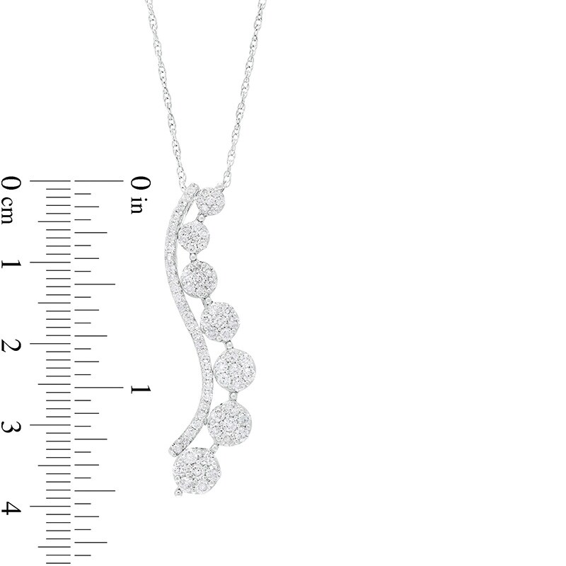 Main Image 2 of Previously Owned - 1 CT. T.W. Diamond Graduated Curve Pendant in 10K White Gold