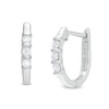 Thumbnail Image 1 of Previously Owned - 1/5 CT. T.W. Diamond Three Stone Hoop Earrings in 10K White Gold